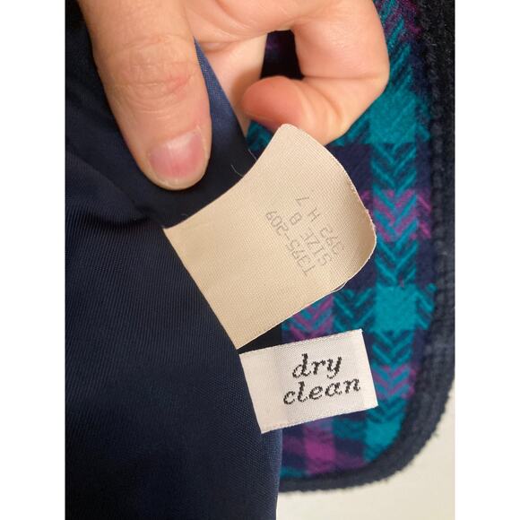 Pendleton Vintage 80s 90s 100% Wool Check Plaid Blazer Evening Jacket ~ Sz 8 - Picture 6 of 8